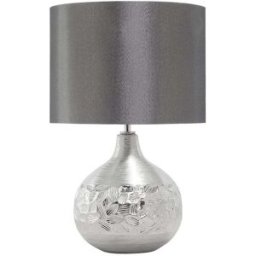 Beliani Lámpara de mesa porcelana gris