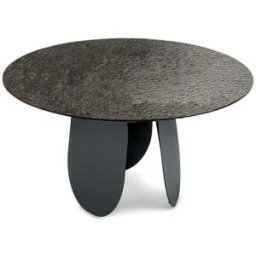 MondoViro Mesa redonda fija de cristal martillado negro y gris ø 120x75h