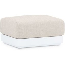 Defora Home Reposapiés de exterior aluminio blanco y cojín beige