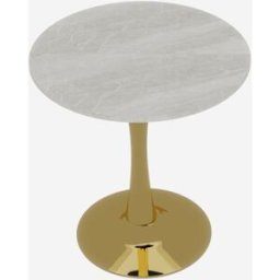 Urban Meuble Mesa de comedor redonda con efecto mármol blanco.