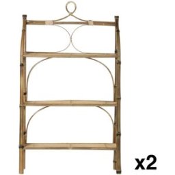 NIYLO Conjunto de 2 estanterías pared en ratán natural 62x15x103 cm