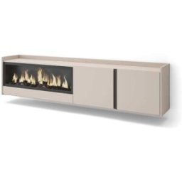 Skraut home Mueble tv efecto madera beige 212x35x50cm chimenea efecto fuego