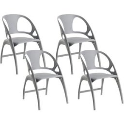 Beliani Conjunto de 4 sillas de jardín plegable gris
