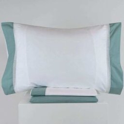 Casa da Laura Sábanas Polialgodón 180 Hilos Puntilla Verde Cama 150/160 2 Almohada