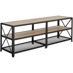 Tectake Mueble bajo para televisor, madera industrial clara, roble sonoma