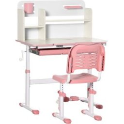 Homcom Pupitre infantil 80x52x109 cm rosa
