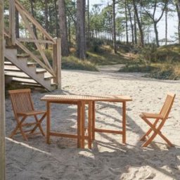 Tikamoon Mesa de jardín plegable de acacia maciza para 2/4 personas