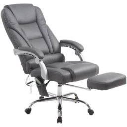 CLP Silla de oficina giratoria regulable en simil cuero gris