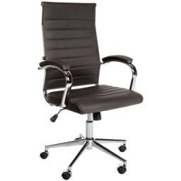 CLP Silla de oficina giratoria en Cuero auténtico Café