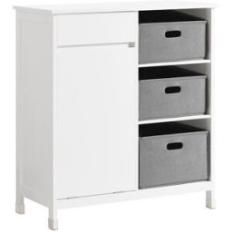 SoBuy Cesto para ropa sucia con un cajón mdf blanco