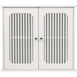 Urban Meuble Armario de pared para baño blanco de dos puertas con lamas