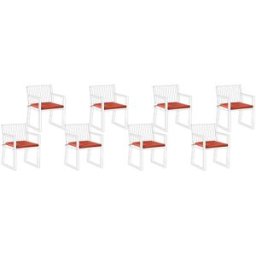 Beliani Conjunto de 8 cojines para sillas de jardín 46 x 46 cm rojo