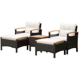 Giantex Set de muebles de patio de 5 piezas de madera de acacia y ratán