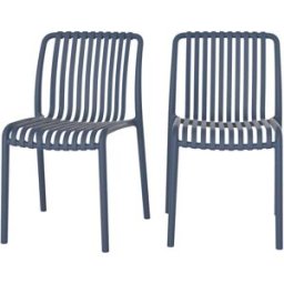 Maison Pavane Conjunto de 2 sillas de jardín apilables de plástico azul marino