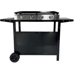Happy Garden Plancha gas 4 quemadores en hierro fundido negro con carrito