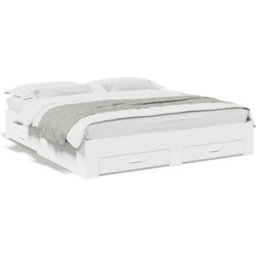 Maison Chic Cama matrimonial con cajones madera blanco 180x200 cm