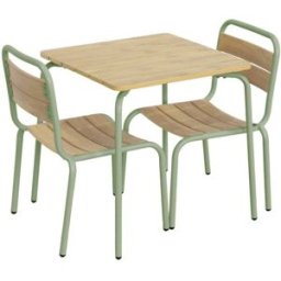 sweeek Mesa de jardín infantill de acero y decoración de madera con 2