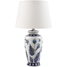 Beliani Lámpara de mesa porcelana blanco azul