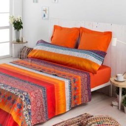 Cotton Artean Juego de sábanas percal algodón 180 hilos multicolor 270x260 Cama 180