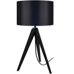 Tosel Lámpara de mesa madera negro pantalla negro