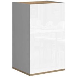 Whous Mueble auxiliar 1 puerta efecto madera blanco/roble 40,4x35x70 cm