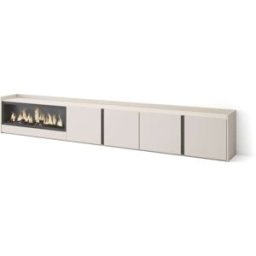 Skraut home Mueble tv efecto madera beige 315x35x50cm chimenea efecto fuego