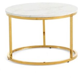 Fuori Mesa auxiliar redonda Ø60 cm con base dorada y efecto mármol