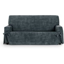 Eysa Funda sofá 3 plazas antimanchas con lazos gris oscuro 180 - 230cm