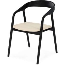 WOODEK Silla de roble macizo negro y cuero vegano beige