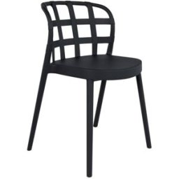 Koketto Home Silla en polipropileno negro con respaldo de diseño a cuadros.