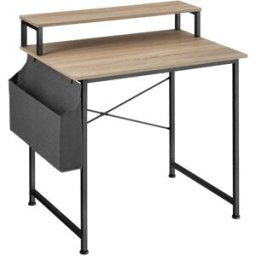 Tectake Escritorio industrial con soporte y bolsa 80x55x90 cm madera clara