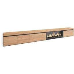 Skraut home Mueble tv efecto madera roble 368x35x45cm chimenea efecto fuego