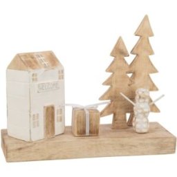 J-line Decoración navideña de madera blanca 40x12x30 cm