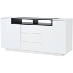 Urban Meuble Aparador lacado en blanco con estante negro, diseño contemporáneo