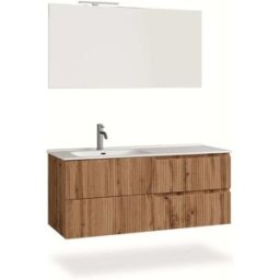 AQA DESIGN Mueble de bañera izquierdo de 4 piezas en mdf roble