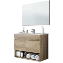 duehome Mueble de baño con espejo 2 puertas melamina nordik