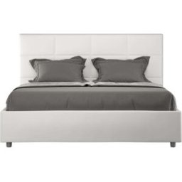 Ityhome Cama con somier 160x200 cuero sintético blanco