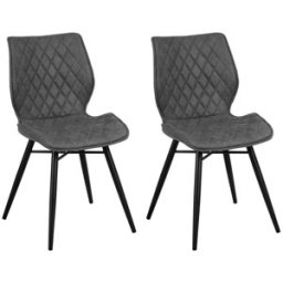 Beliani Conjunto de 2 sillas de comedor tela gris