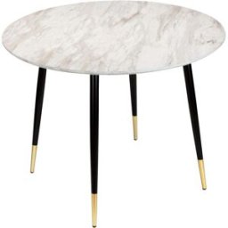 Loft24 Mesa de comedor para 4 personas en efecto mármol negro oro d.100