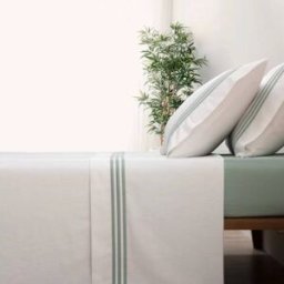 Casa da Laura Sábanas franela 100% algodón rayas verde cama 150/160 1 almohada 45