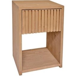 NATYAL Mesita de noche de madera con cajón alistonado en tonos claros 40cm