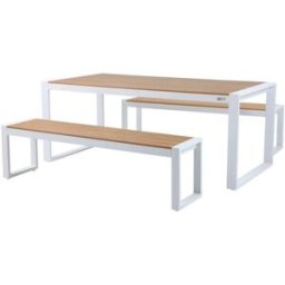Axi Conjunto de jardín, para 6 personas, aluminio/polywood, blanco/marrón