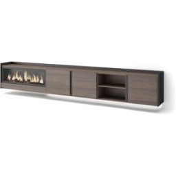 Skraut home Mueble tv efecto madera roble negro 315x35x50cm chimenea efecto fuego