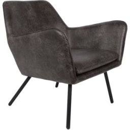 White label Sillón de cuero gris oscuro