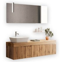AQA DESIGN Mueble de baño 7 piezas en mdf roble