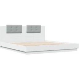 Maison Chic Cama matrimonial con cabecero y led madera blanco 180x200 cm