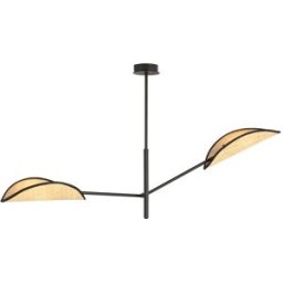 Wonderlamp Lámpara colgante estilo natural con 2 pantallas de ratán