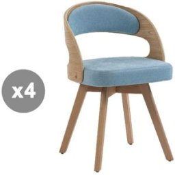 Meubles Cosy Juego de 4 sillas giratorias 360° con respaldo y asiento, azul