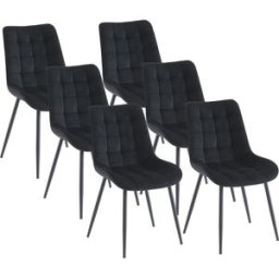 Unique Set de 6 sillas terciopelo negro