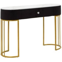 Mauro Ferretti Consola de tela negra,de madera blanca y de metal dorado 100x43x74 cm
